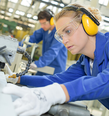 woman wearing protective gear